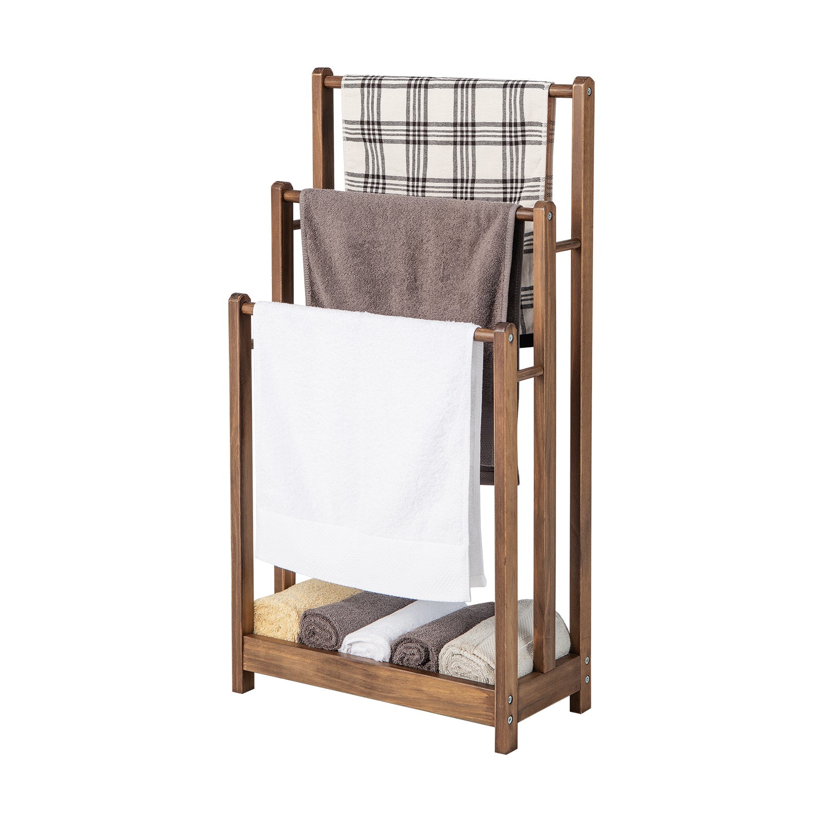 Freestanding Towel Rack in Rustic Brown