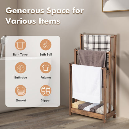 Freestanding Towel Rack in Rustic Brown