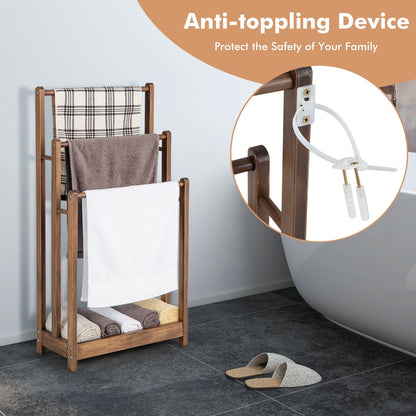 Freestanding Towel Rack in Rustic Brown