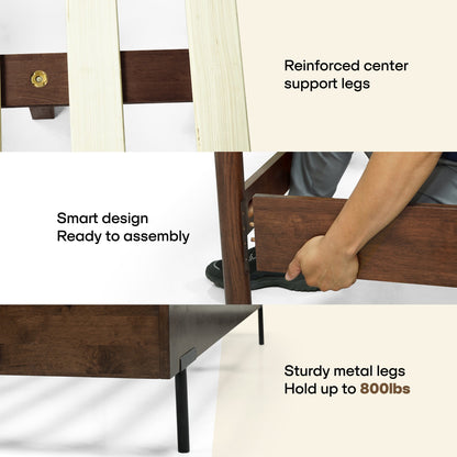 Frida Solid Wood Bed Frame in Caramel or Walnut