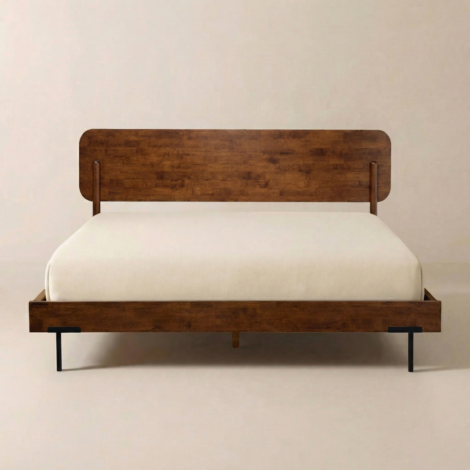 Frida Solid Wood Bed Frame in Caramel or Walnut