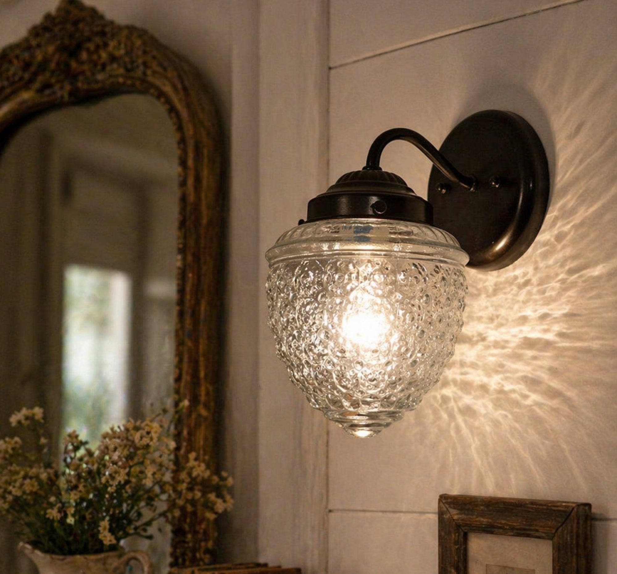 Acorn Glass Wall Sconce Light Fixture