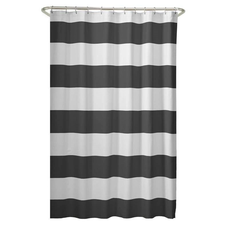 72 x 70 inch Grey White Nautical Beach Striped Shower Curtain