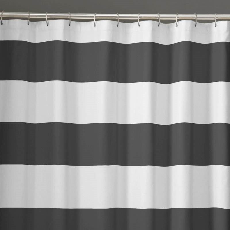 72 x 70 inch Grey White Nautical Beach Striped Shower Curtain