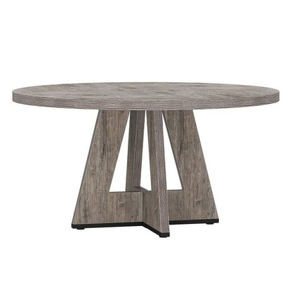 Modern Farmhouse Round Dining Table in Grey Wood Finish