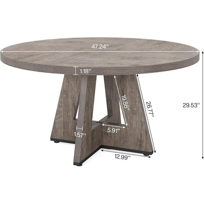 Modern Farmhouse Round Dining Table in Grey Wood Finish