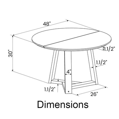 48 Inch Round Solid Wood Scandinavian Dining Table in Blonde