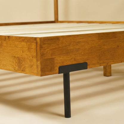 Frida Solid Wood Bed Frame in Caramel or Walnut