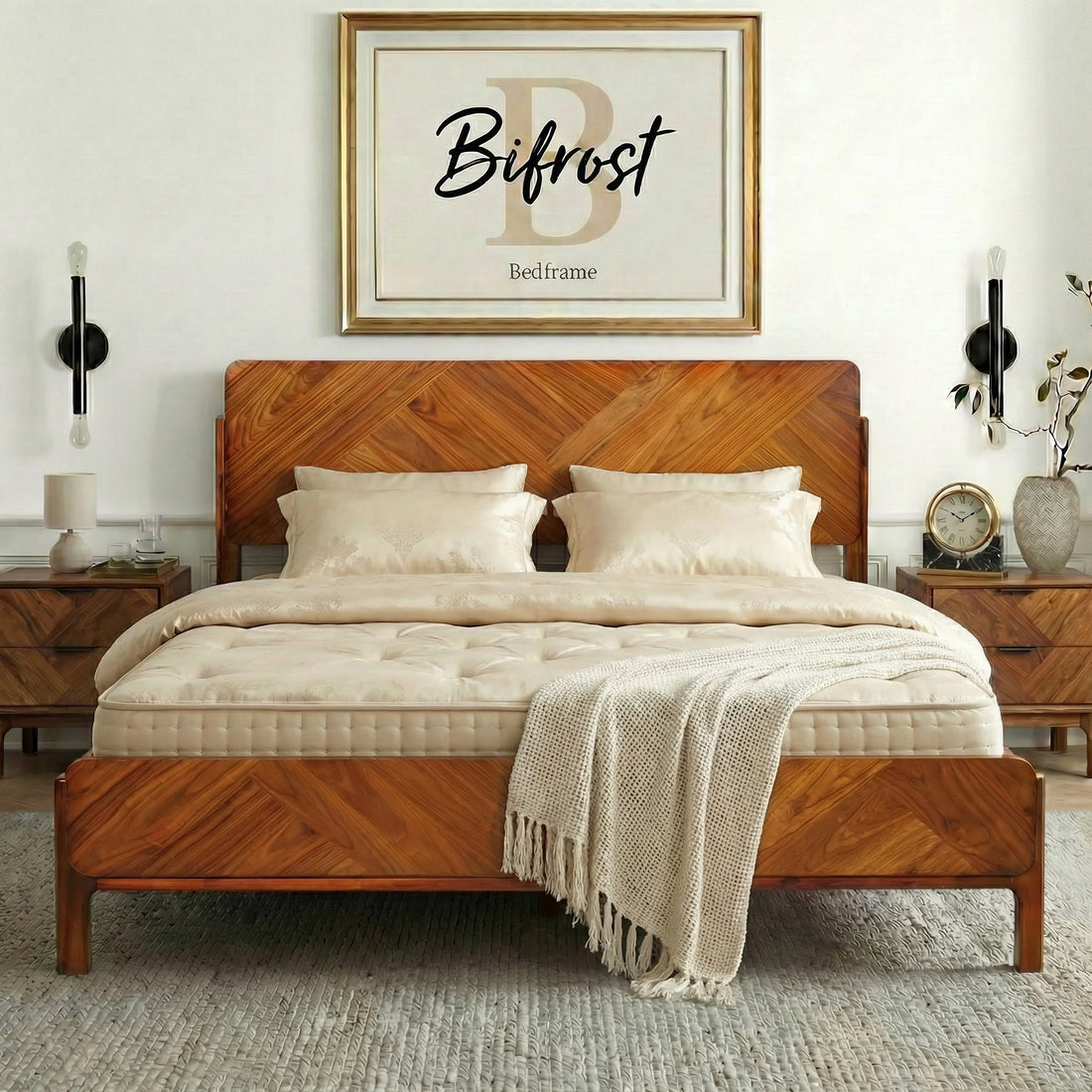 Bifrost Solid Wood Bed Frame in Walnut or Caramel