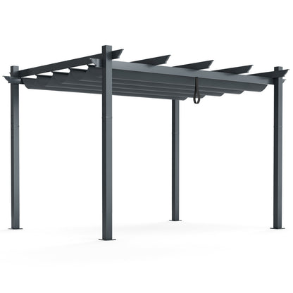 10 x 12 Feet Outdoor Pergola with Retractable Canopy - 3 Colors