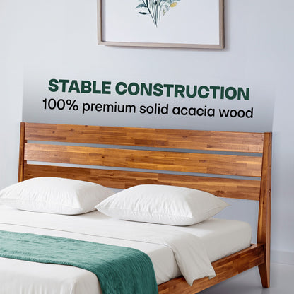 Emery Solid Acacia Wood Bed Frame - Multiple Finishes