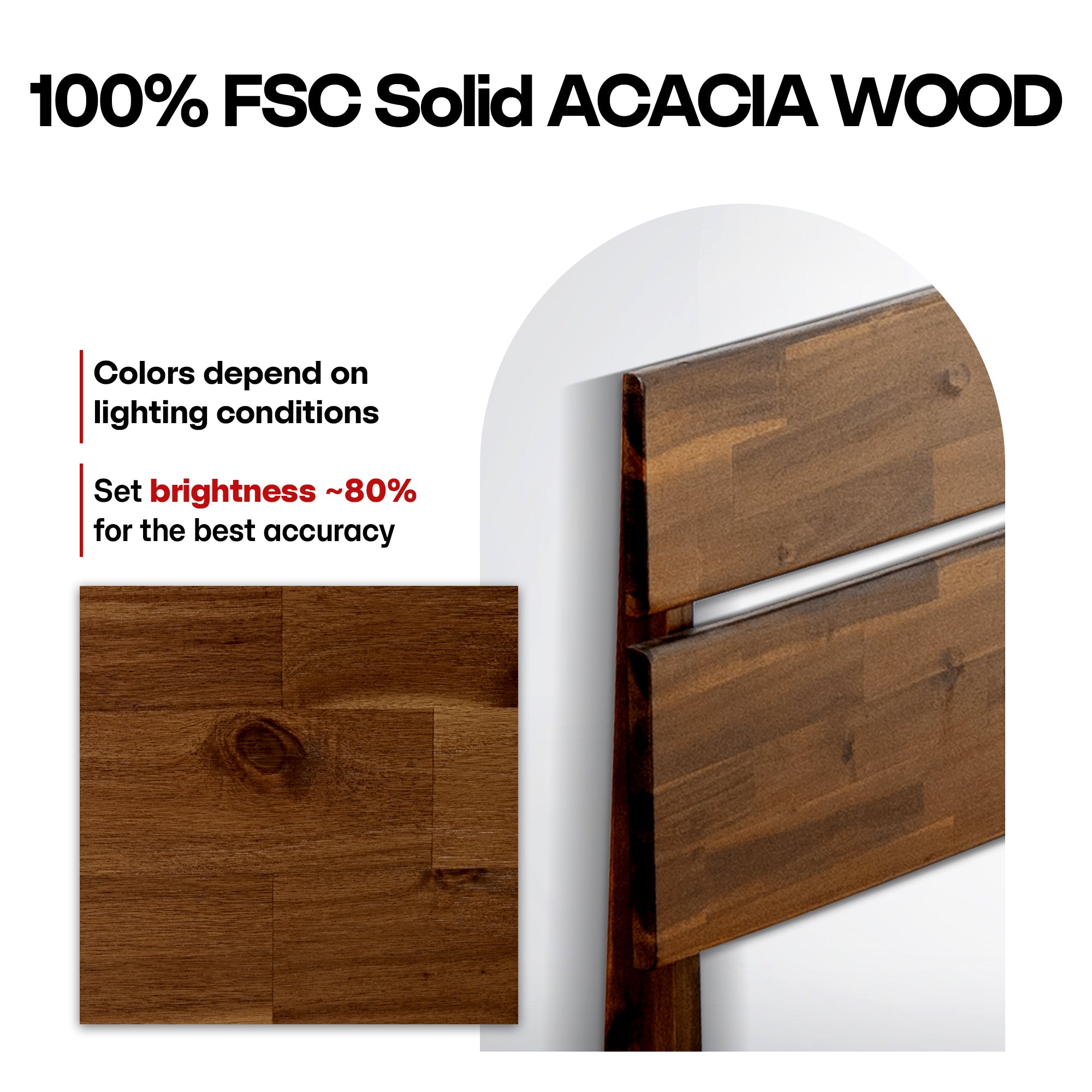 Aurora Acacia Solid Wood Bed Frame - Mocha, Walnut, Caramel, Chocolate