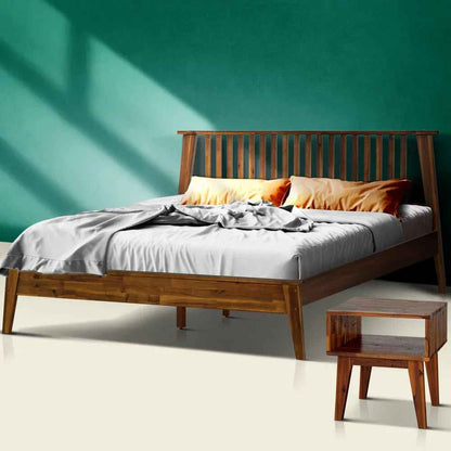 Kaylin Acacia Bed Frame &amp; Nightstand Set