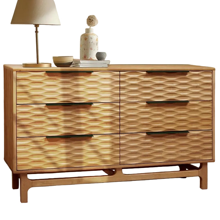 Elara Acacia Wood 6 Drawer Dresser - 3 Colors