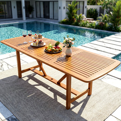 Extendable Indoor/Outdoor Acacia Wood Dining Table