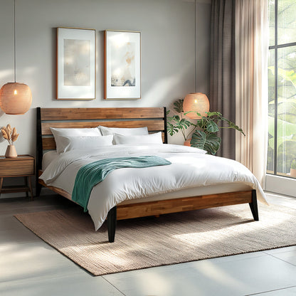 Emery Solid Acacia Wood Bed Frame - Multiple Finishes