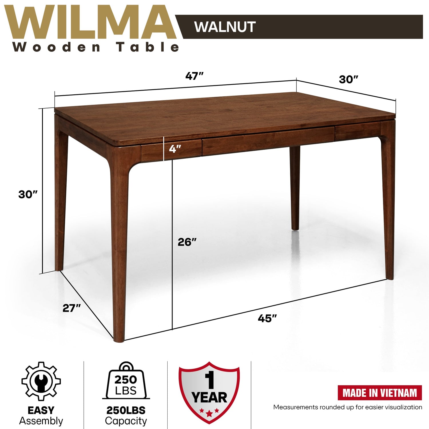 ACACIA Wilma Rubber Wood Writing Desk