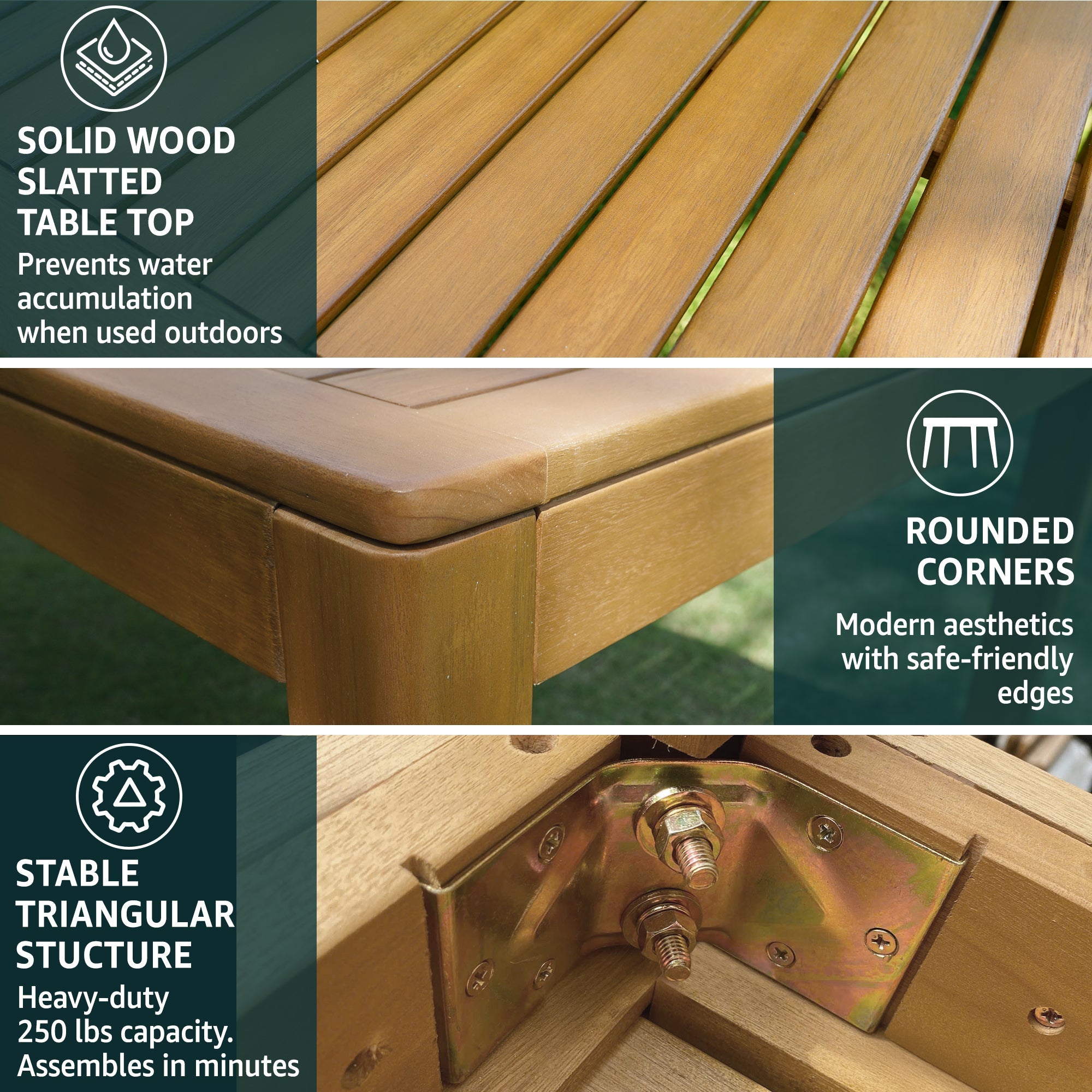 Classic Acacia Wood Outdoor Dining Table for 6