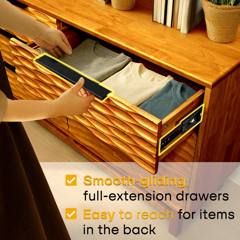 Elara Acacia Wood 6 Drawer Dresser - 3 Colors