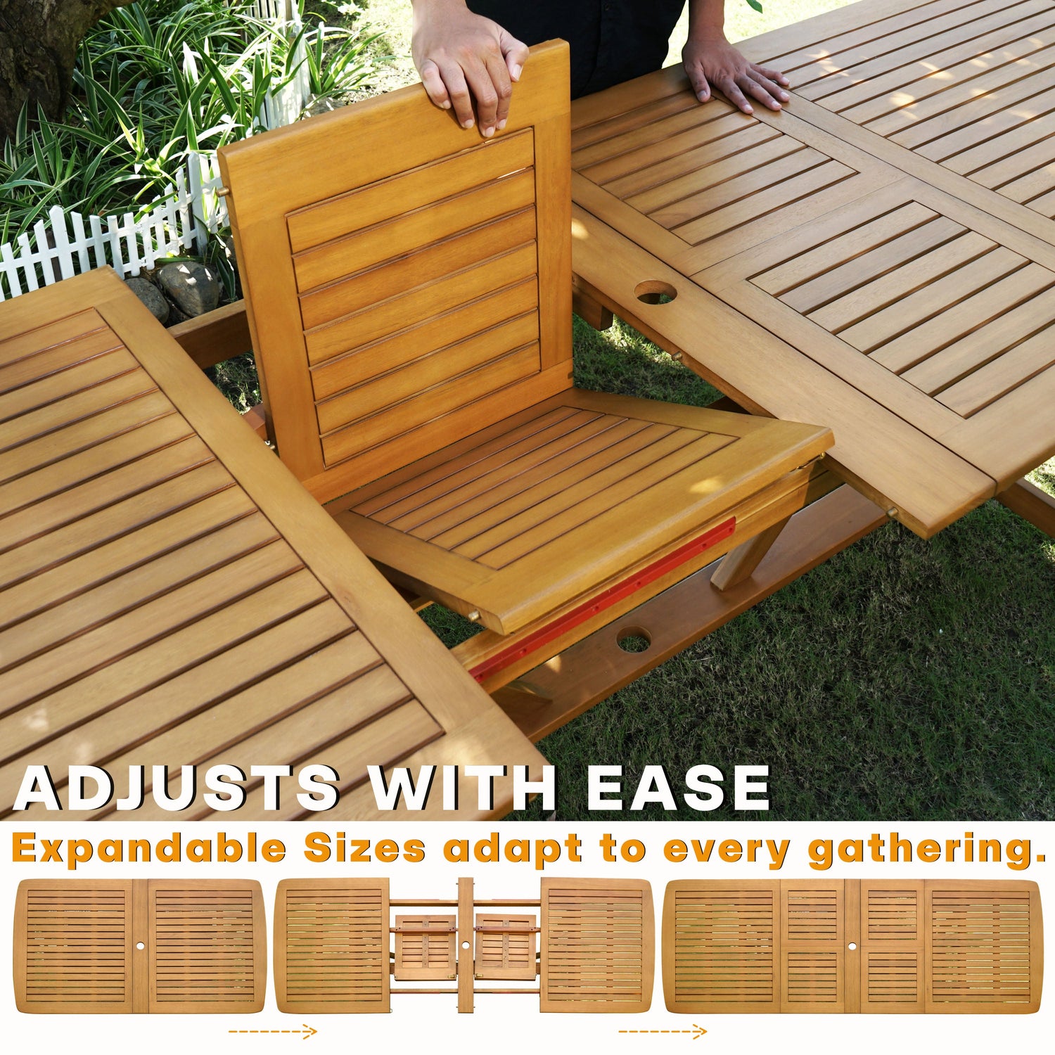 Extendable Indoor/Outdoor Acacia Wood Dining Table