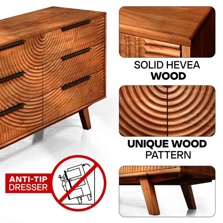 Harmony Solid Wood Dresser in Caramel or Walnut