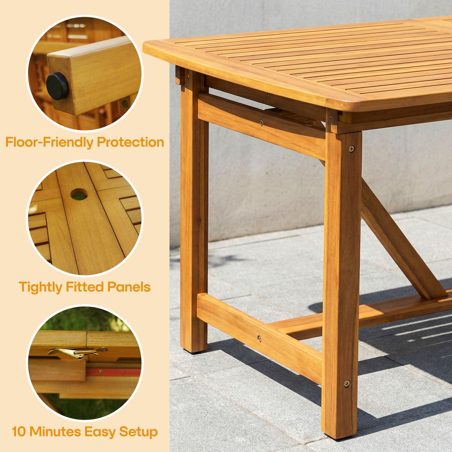 Extendable Indoor/Outdoor Acacia Wood Dining Table