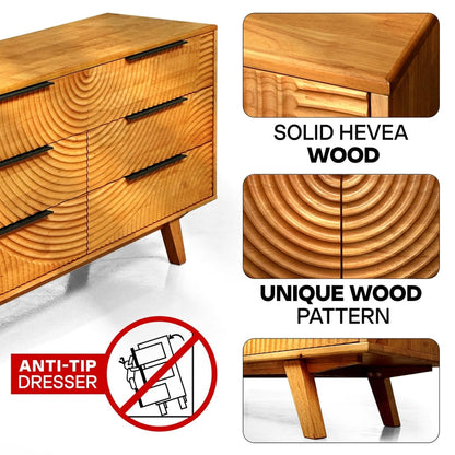 Harmony Solid Wood Dresser in Caramel or Walnut