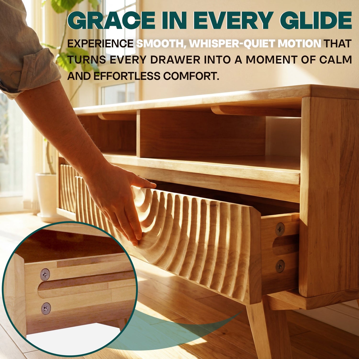 Harmony Solid Acacia Coffee Table with Drawers &amp; Open Storage - 3 Colors