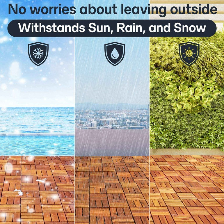 Solid Wood Deck Tiles - Box of 10, 2 Colors