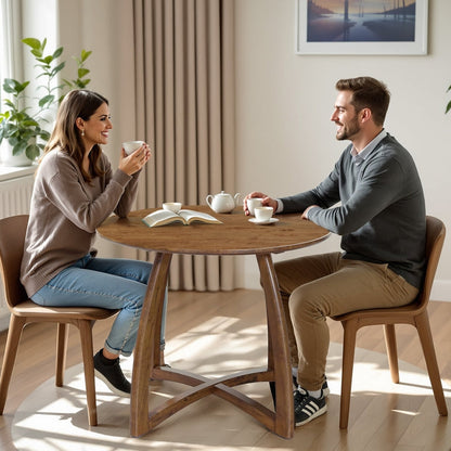 Alma 36 Inch Round Dining Table in Natural or Walnut Finish