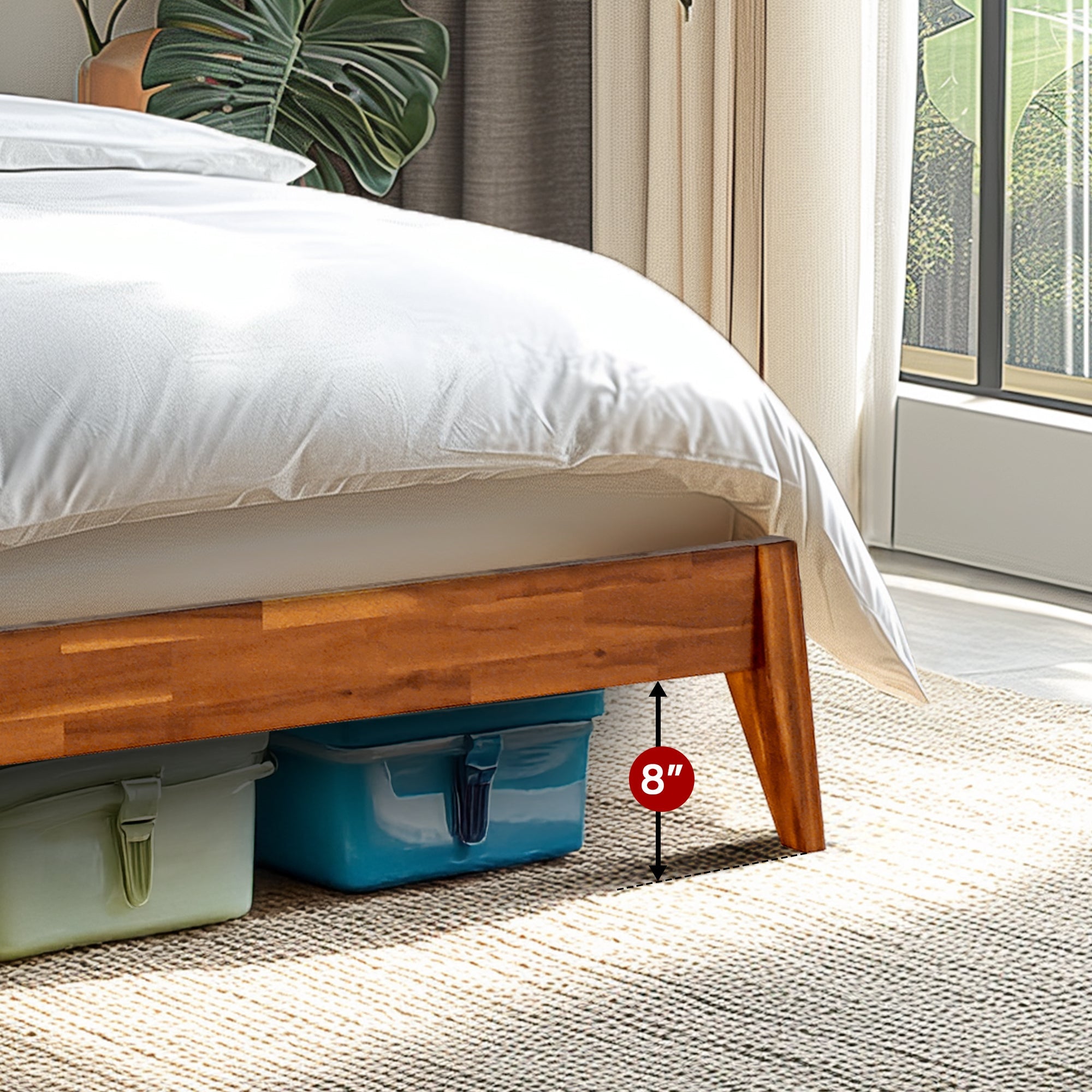 Emery Solid Acacia Wood Bed Frame - Multiple Finishes