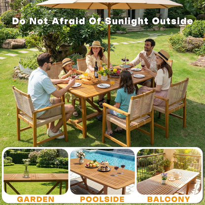 Extendable Indoor/Outdoor Acacia Wood Dining Table