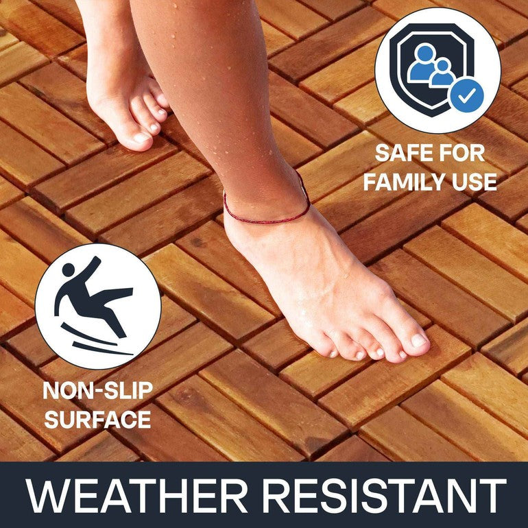 Solid Wood Deck Tiles - Box of 10, 2 Colors
