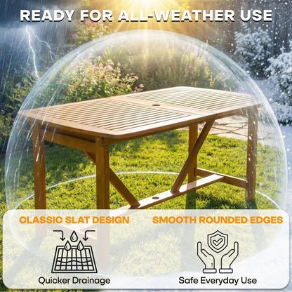 Extendable Indoor/Outdoor Acacia Wood Dining Table