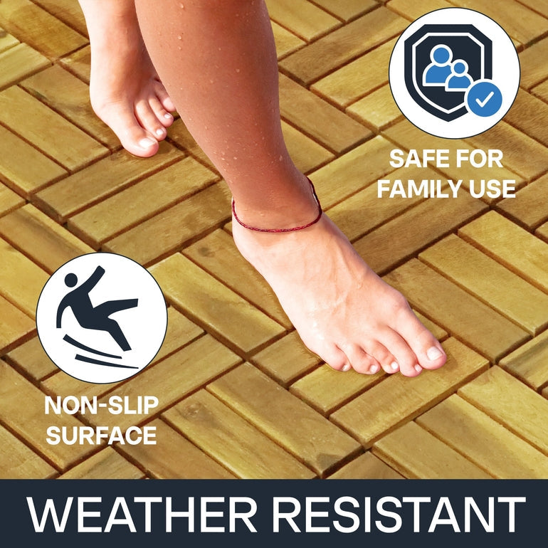 Solid Wood Deck Tiles - Box of 10, 2 Colors