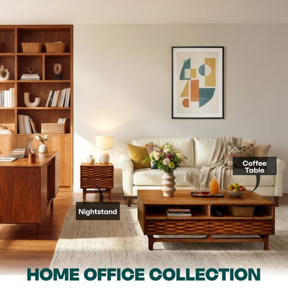Elara 47.2” Acacia Coffee Table with Drawers &amp; Open Storage - 3 Colors