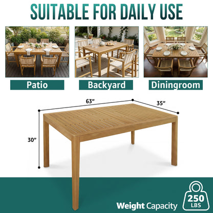 Classic Acacia Wood Outdoor Dining Table for 6