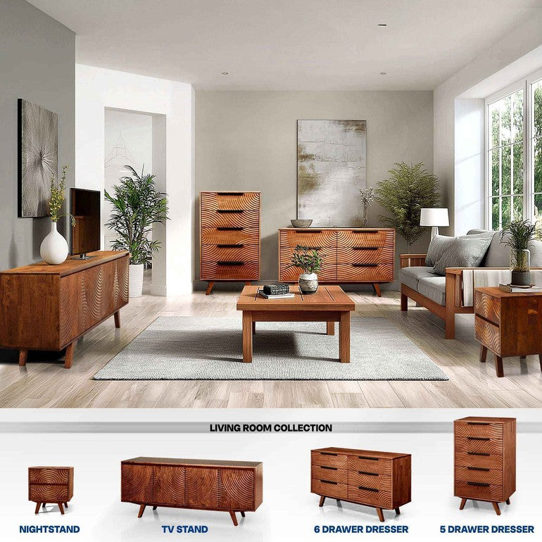 Harmony Solid Wood Dresser in Caramel or Walnut