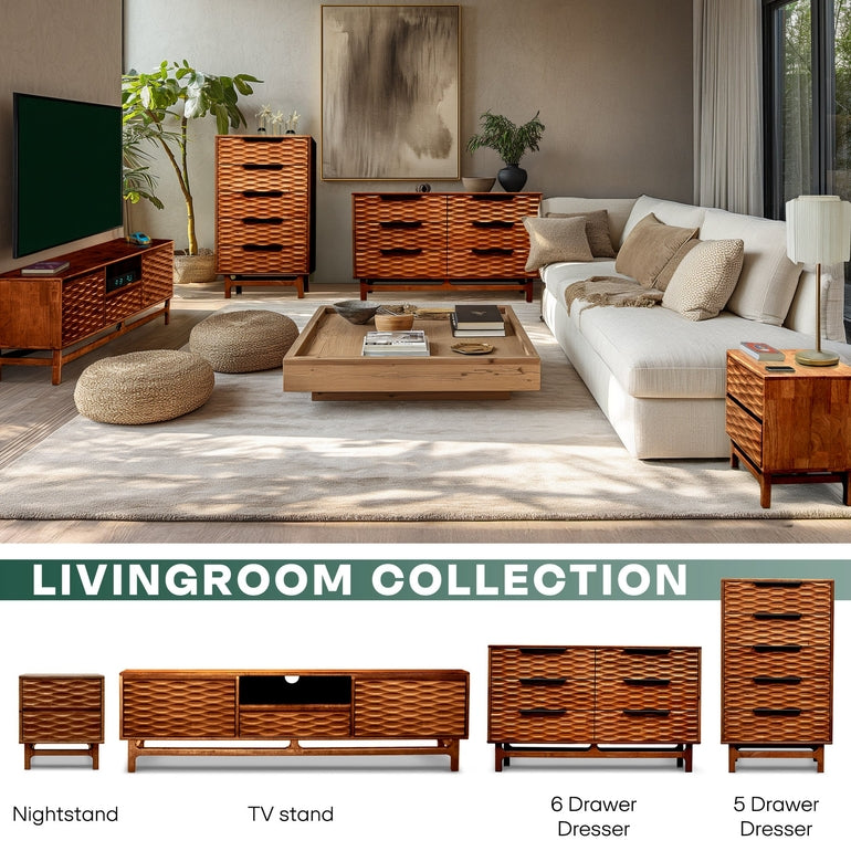 Acacia Elara Dresser with 5 Drawers for Stylish Storage Solutions - 2 Colors