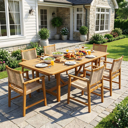 Extendable Indoor/Outdoor Acacia Wood Dining Table