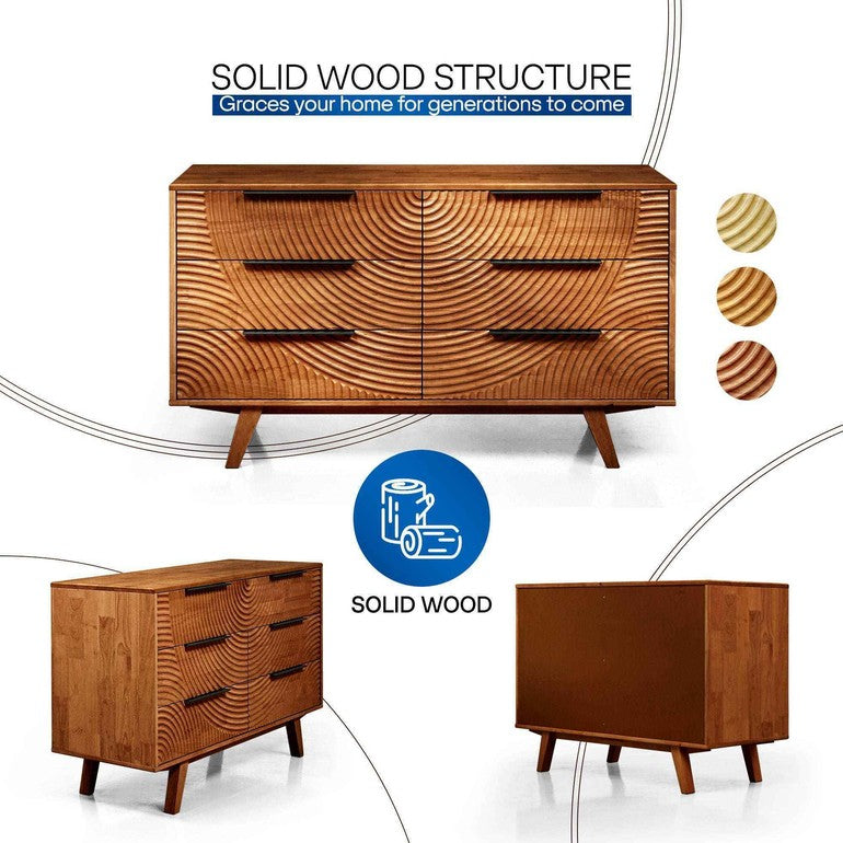 Harmony Solid Wood Dresser in Caramel or Walnut