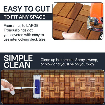 Solid Wood Deck Tiles - Box of 10, 2 Colors