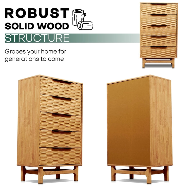 Acacia Elara Dresser with 5 Drawers for Stylish Storage Solutions - 2 Colors