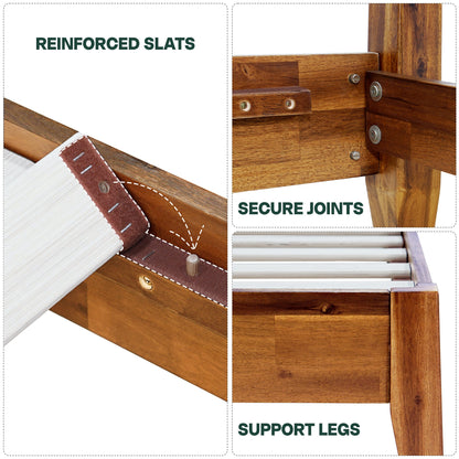 Emery Solid Acacia Wood Bed Frame - Multiple Finishes