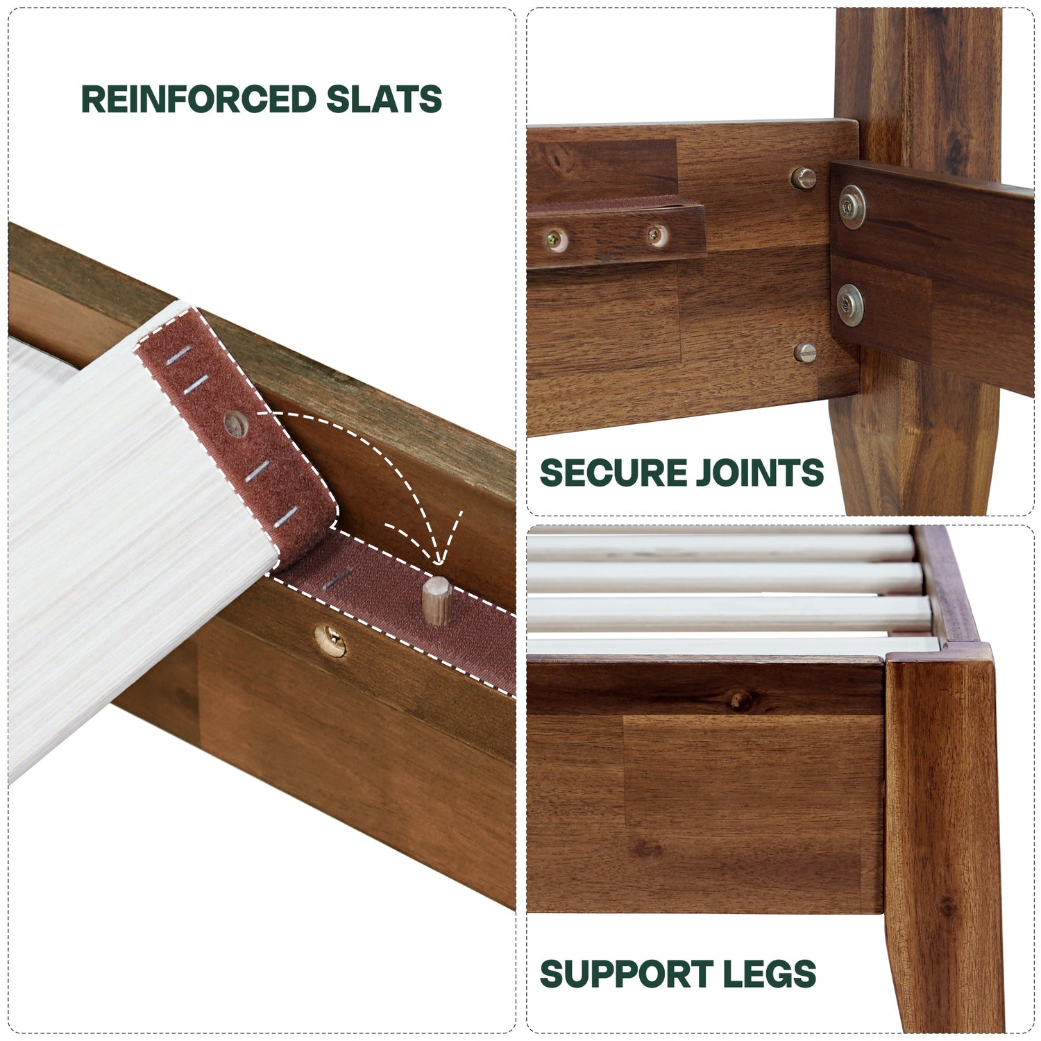 Emery Solid Acacia Wood Bed Frame - Multiple Finishes
