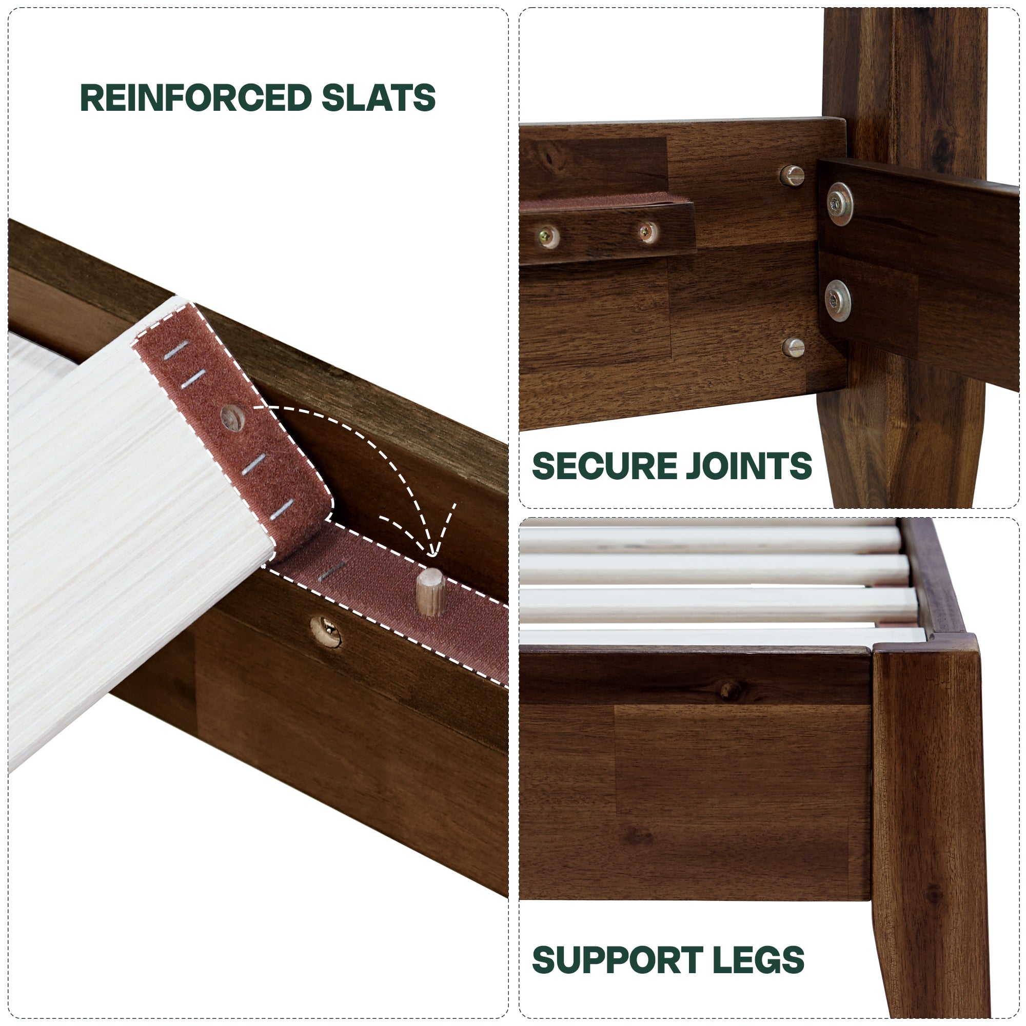 Emery Solid Acacia Wood Bed Frame - Multiple Finishes