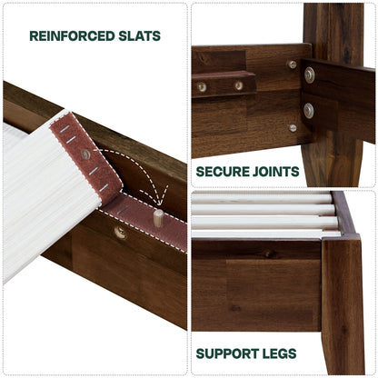 Emery Solid Acacia Wood Bed Frame - Multiple Finishes