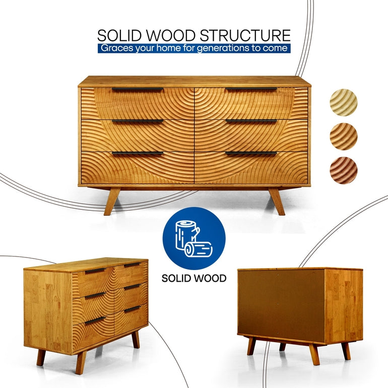 Harmony Solid Wood Dresser in Caramel or Walnut