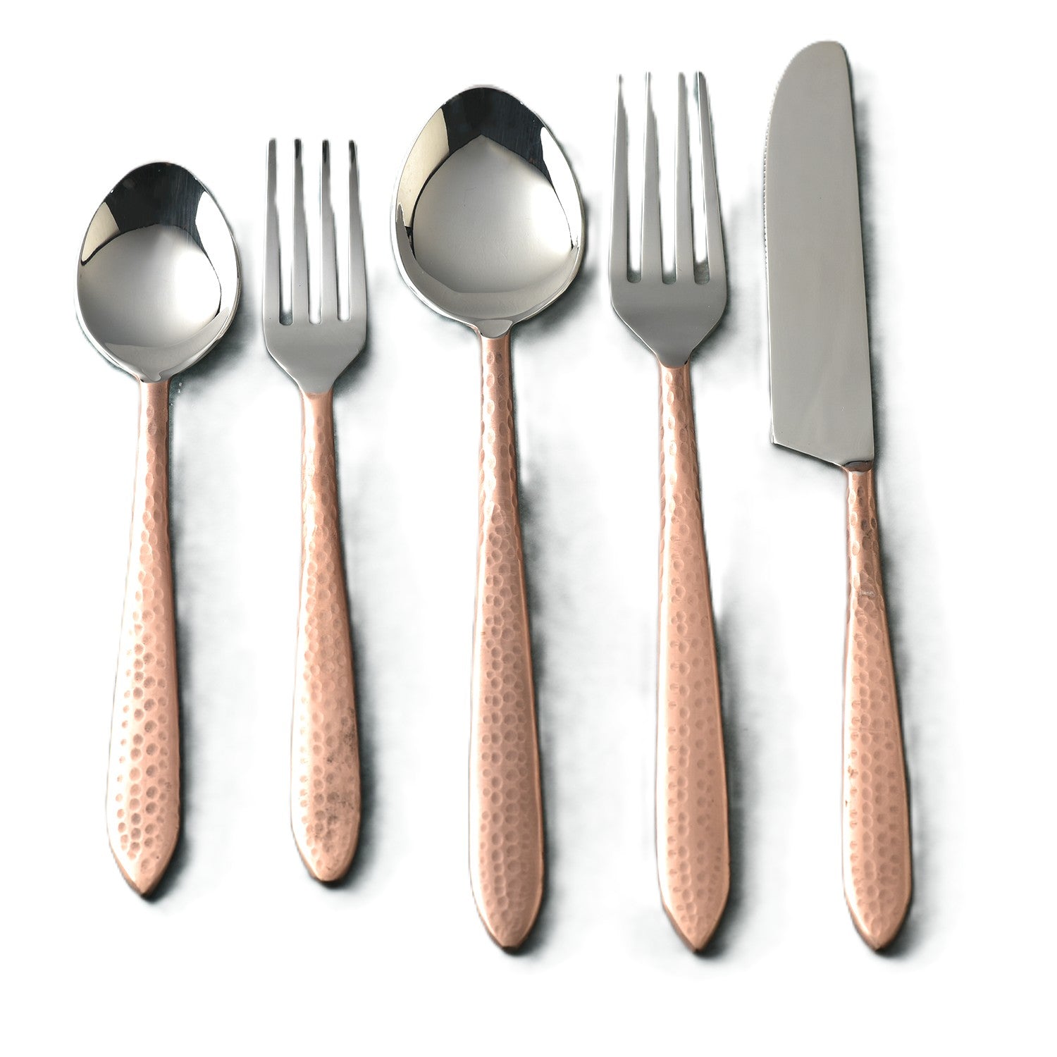 Crimson Hammered Flatware 5 Piece Place Setting