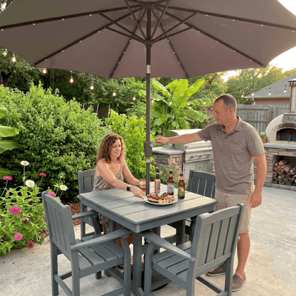 Corex HDPE Outdoor Dining Sets - 5 Piece, Gray or Black